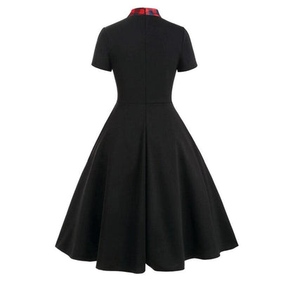 Rochie De Tartan Negru De Epocă