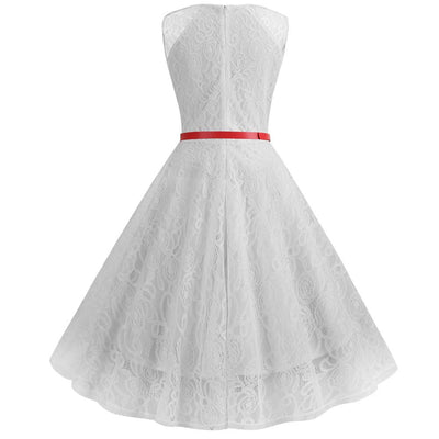 Rochie Trapez Vintage Albă