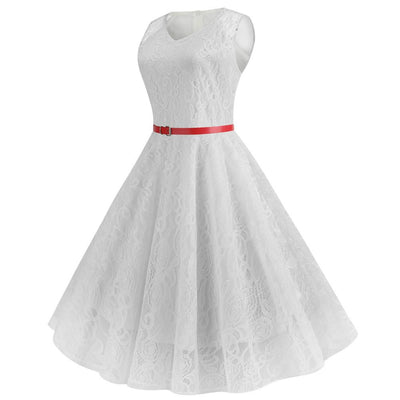 Rochie Trapez Vintage Albă