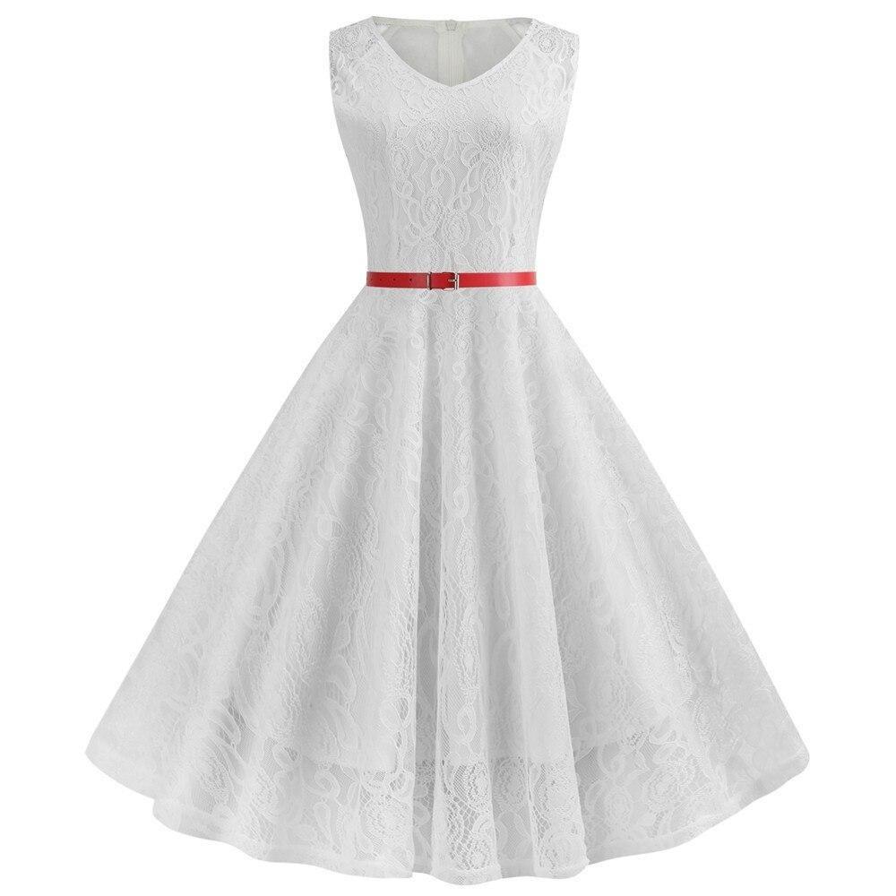 Rochie Trapez Vintage Albă