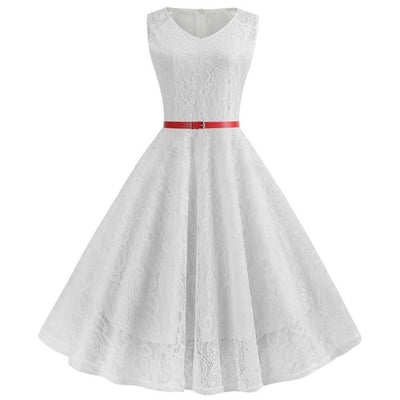 Rochie Trapez Vintage Albă