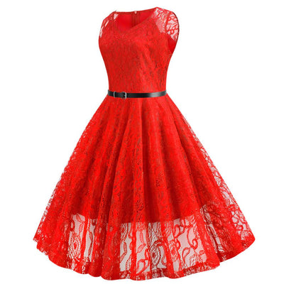 Rochie Trapez Roșie De Epocă