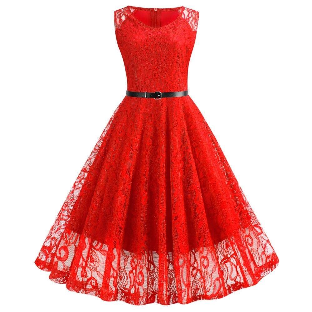 Rochie Trapez Roșie De Epocă
