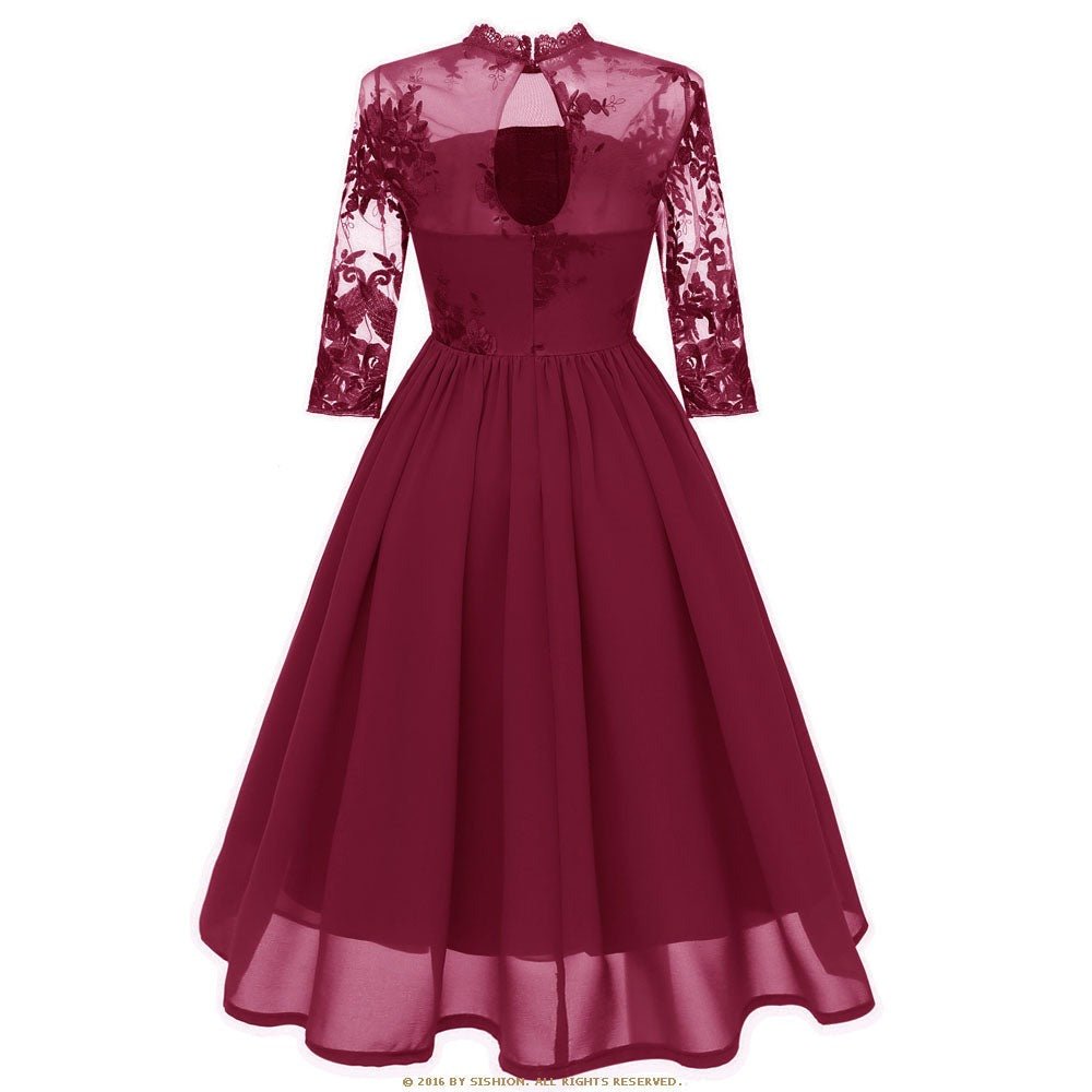 Rochie Vintage Din Voile Burgundy