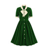 Rochie Vintage Verde Guler Alb