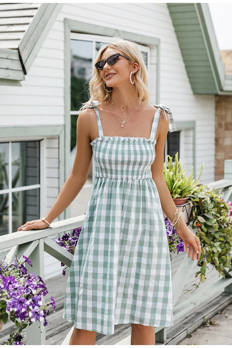 Rochie De Epocă Verde Cu Vichy