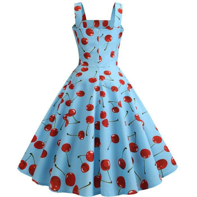 Rochie De Epocă 1950 Albastru Cireș