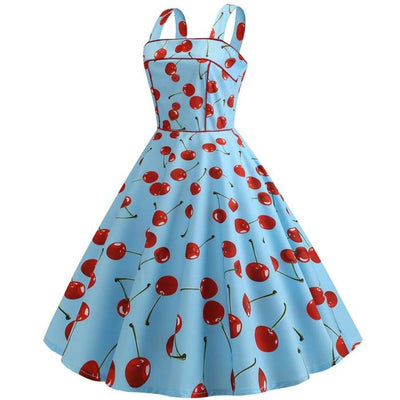 Rochie De Epocă 1950 Albastru Cireș