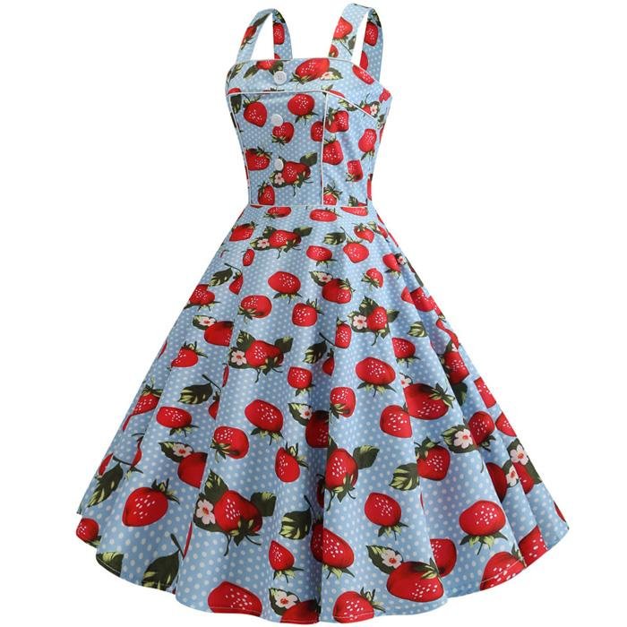 Rochie De Epocă 1950 Strawberry Blue