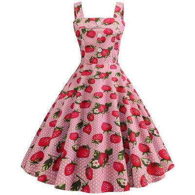 Rochie De Epocă 1950 Roz Căpșuni