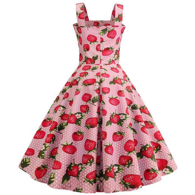 Rochie De Epocă 1950 Roz Căpșuni