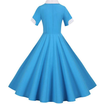 Rochie Vintage Anii 50 Albastru Cer