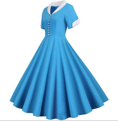 Rochie Vintage Anii 50 Albastru Cer