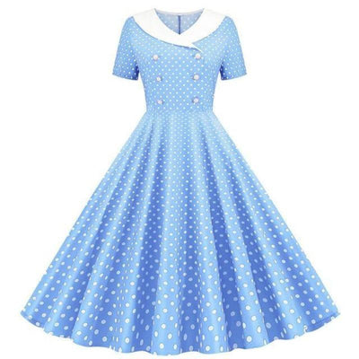 Rochie Cu Buline Albastru Cer Anilor 50