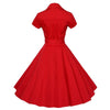Rochie Roșie Solidă De Epocă Anii 50