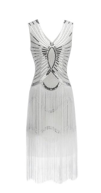 Rochie Art Deco De Epocă Din Anii 1920 Albă
