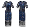Rochie Gatsby De Epocă, Lungă, Albastră