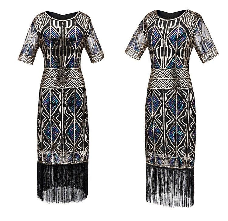 Rochie Gatsby De Epocă, Lungă, Aurie, Anii 20