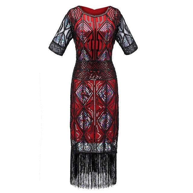 Rochie Roșie Lungă Gatsby De Epocă Anilor 20