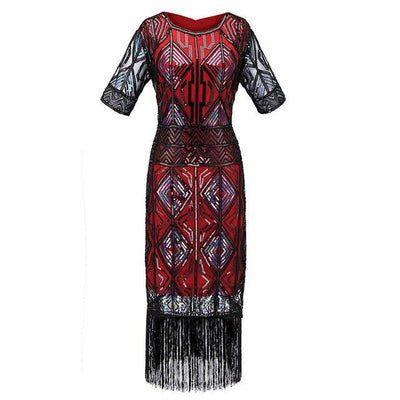 Rochie Roșie Lungă Gatsby De Epocă Anilor 20