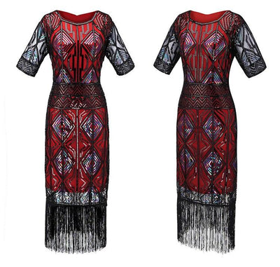 Rochie Roșie Lungă Gatsby De Epocă Anilor 20