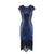 Rochie Art Deco Vintage Ani 20 Plus Size Albastru Negru