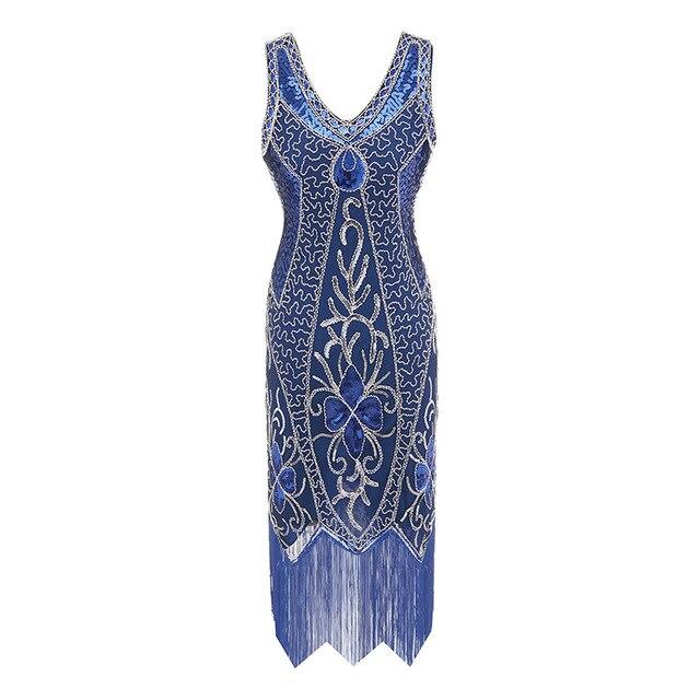 Rochie Charleston Vintage Ani 20 Plus Marime Albastra