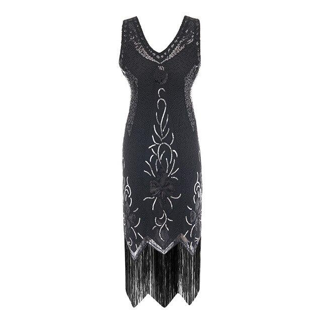 Rochie Charleston Vintage Ani 20 Plus Marime Neagra