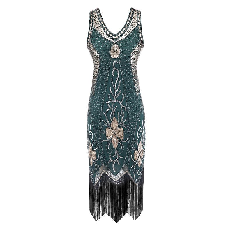 Rochie Charleston Vintage Ani 20 Plus Marime Verde