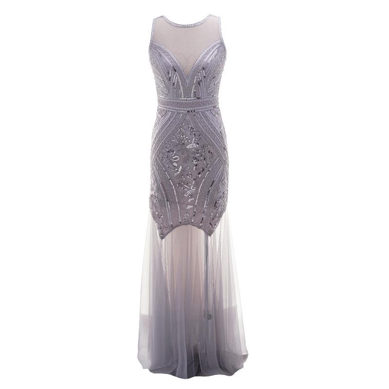 Rochie Gri Lungă De Epocă Anii 20