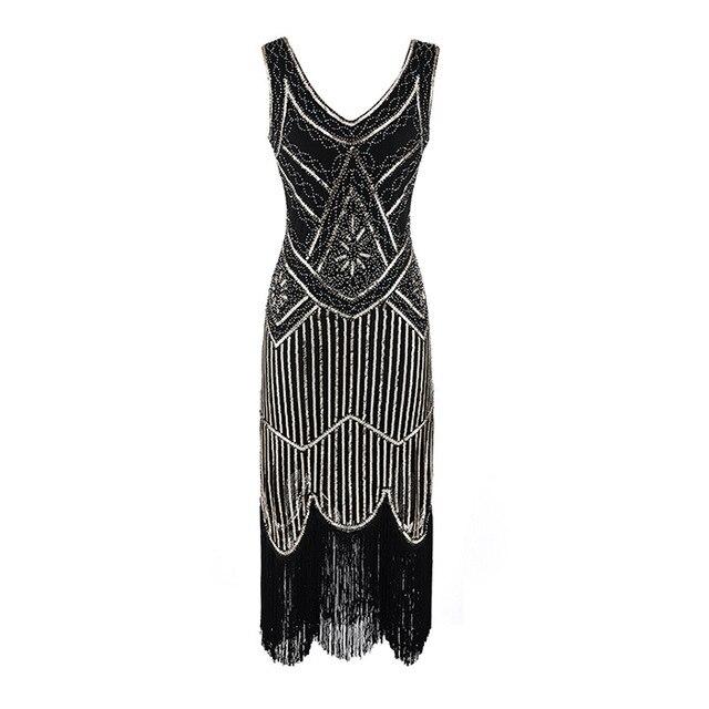 Rochie Vintage Anii 20 Negru Auriu