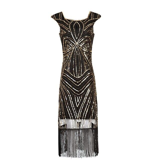 Rochie Retro Anilor 20 Negru Auriu