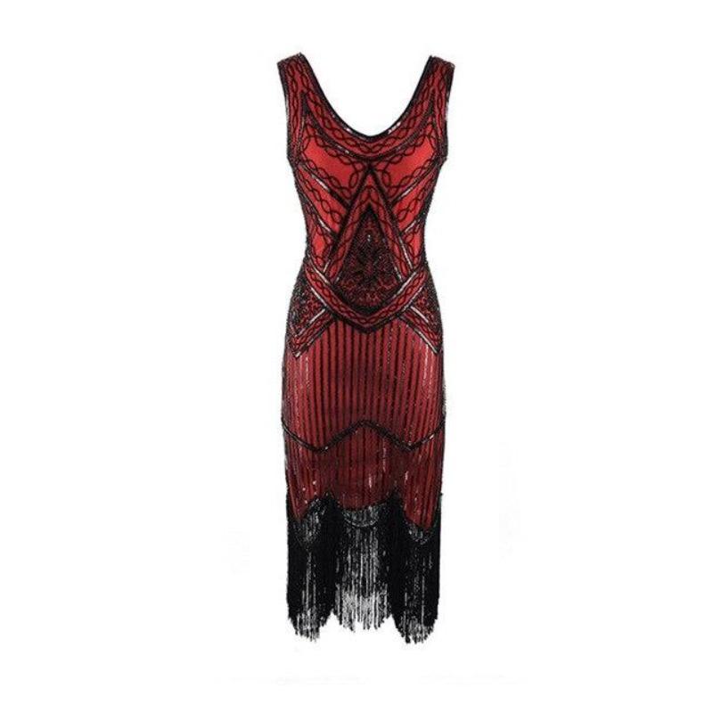 Rochie Roșie Și Neagră De Epocă Anii 20