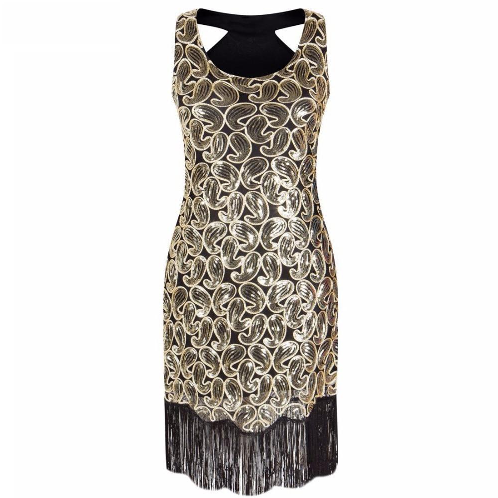 Rochie De Epocă Anii 20 Sexy Negru Aur