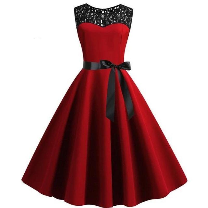 Rochie Roșie Din Dantelă Vintage