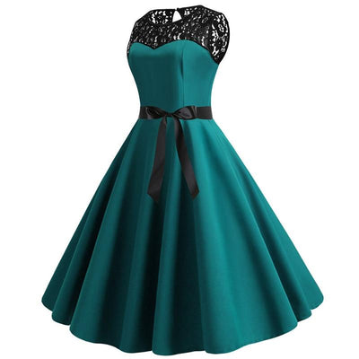 Rochie Vintage Verde Din Dantela