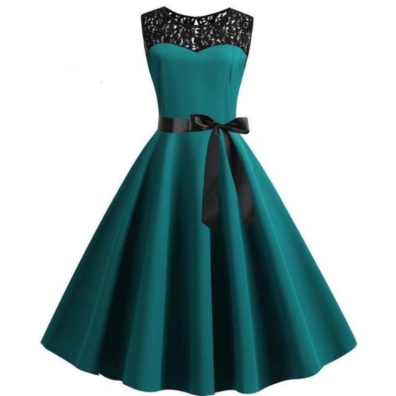 Rochie Vintage Verde Din Dantela