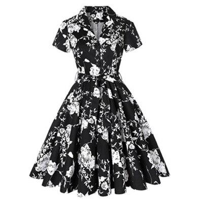 Rochie Vintage Plus Size Ani 60 Alb-Negru