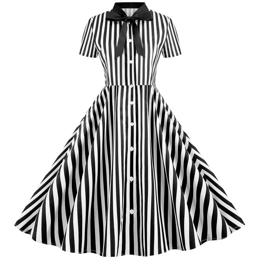 Rochie Vintage Retro Alb-Negru