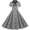 Rochie Vintage Retro Cu Dungi Negru
