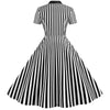 Rochie Vintage Retro Cu Dungi Negru