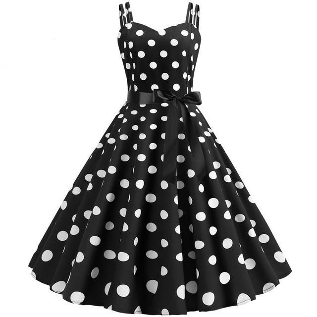 Rochie Rockabilly Vintage Negru Alb Buline