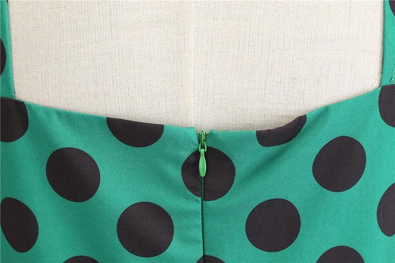 Rochie Rockabilly De Epocă Verde Cu Buline