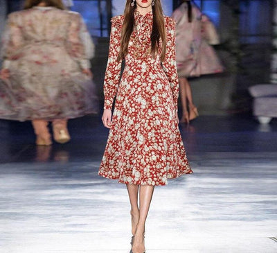 Rochie Florală Vintage Anilor 40 Roșie