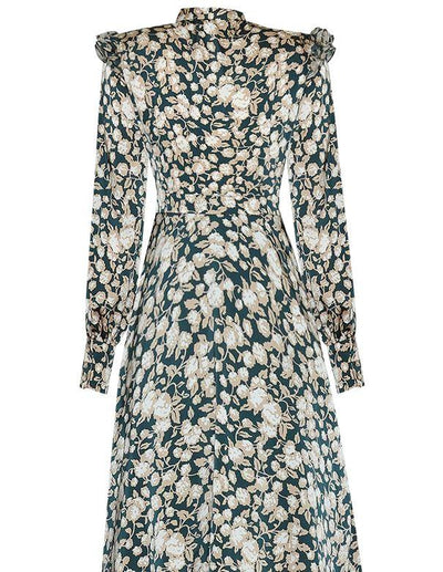 Rochie Florală Vintage Anilor 40 Verde